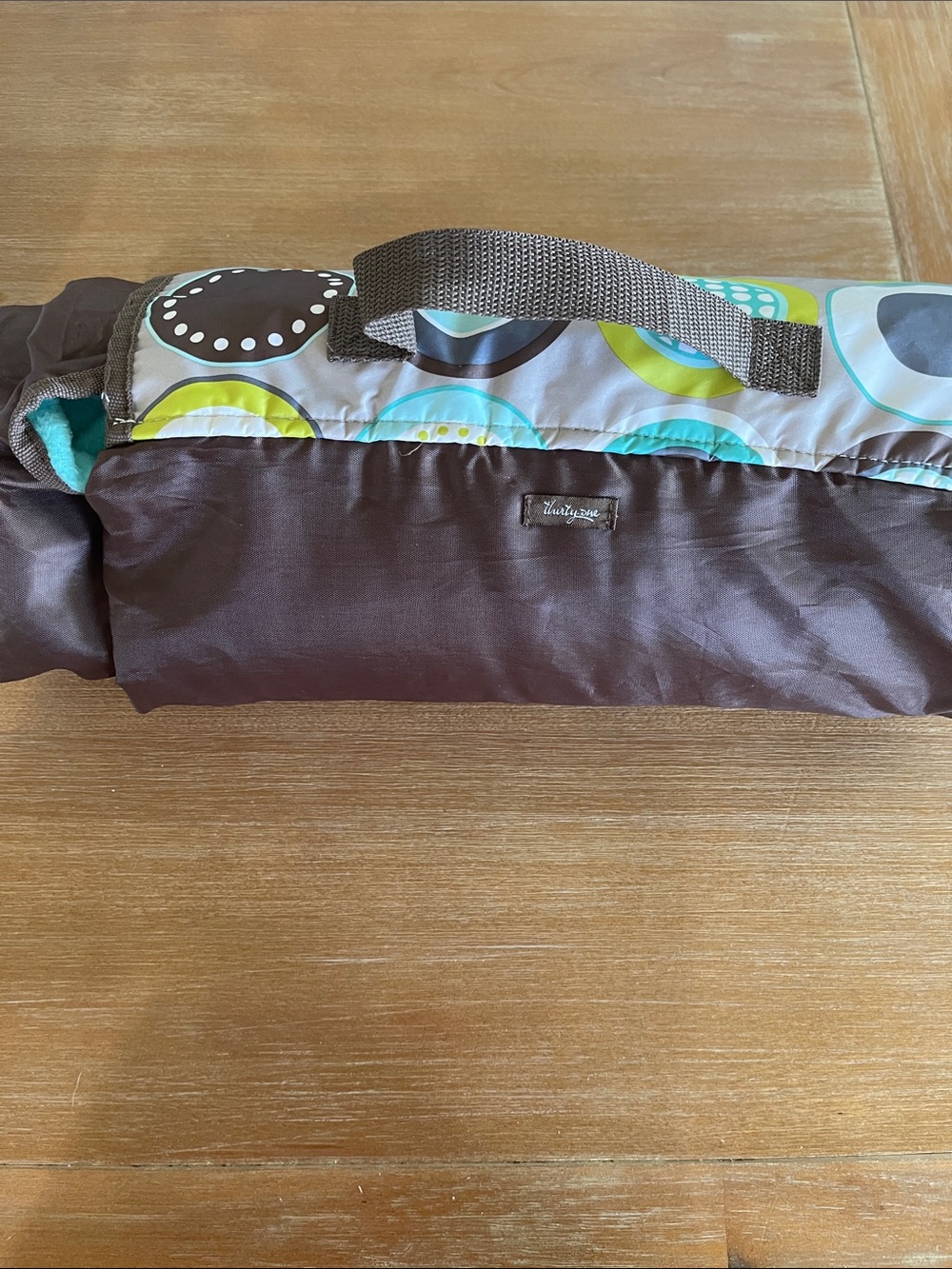 thirty-one Brown and Teal Patterned Travel Blanket Roll
